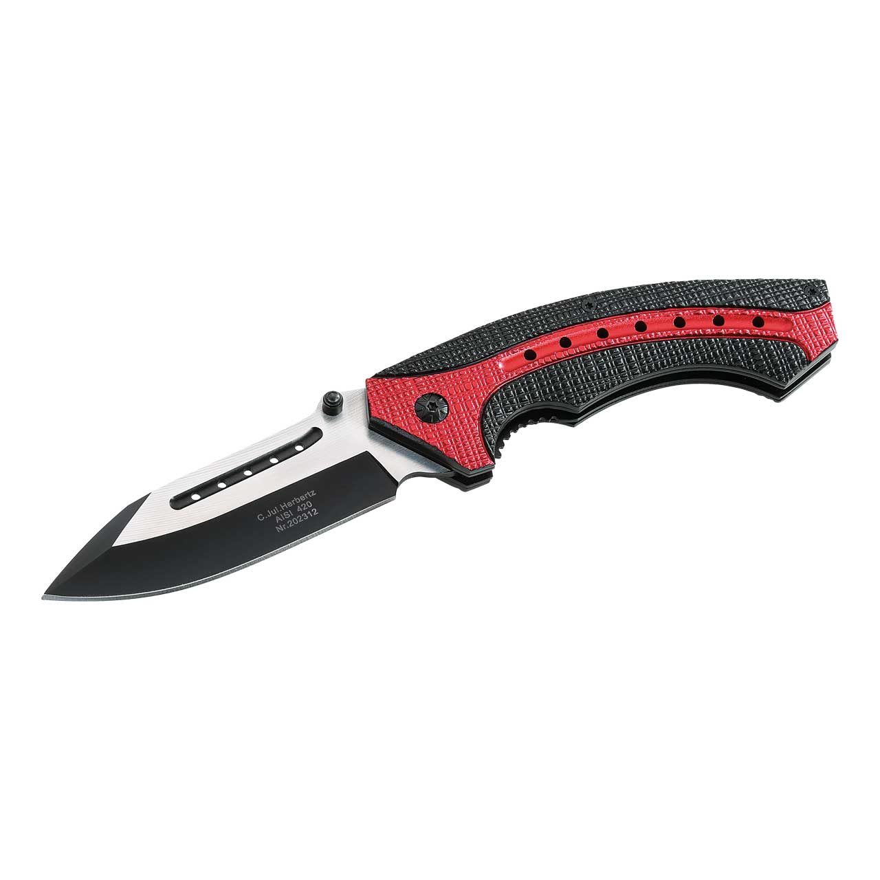 Herbertz Einhandmesser, schwarz/rot, Alu