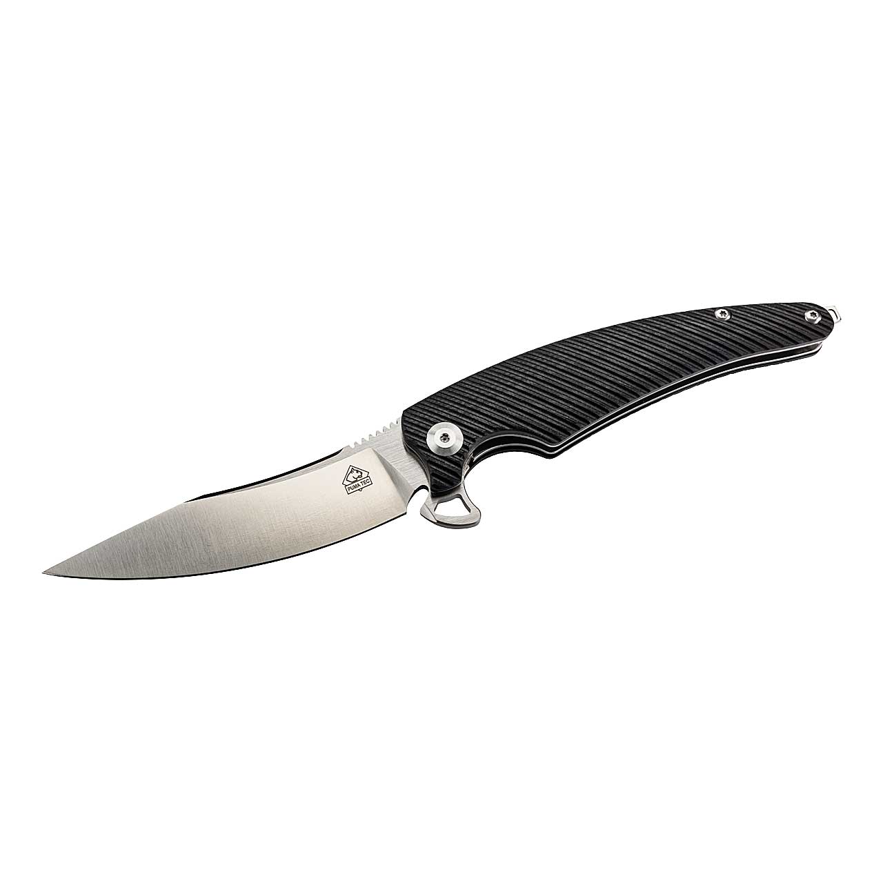 Puma TEC CURVED Einhandmesser mit Clip, schwarz