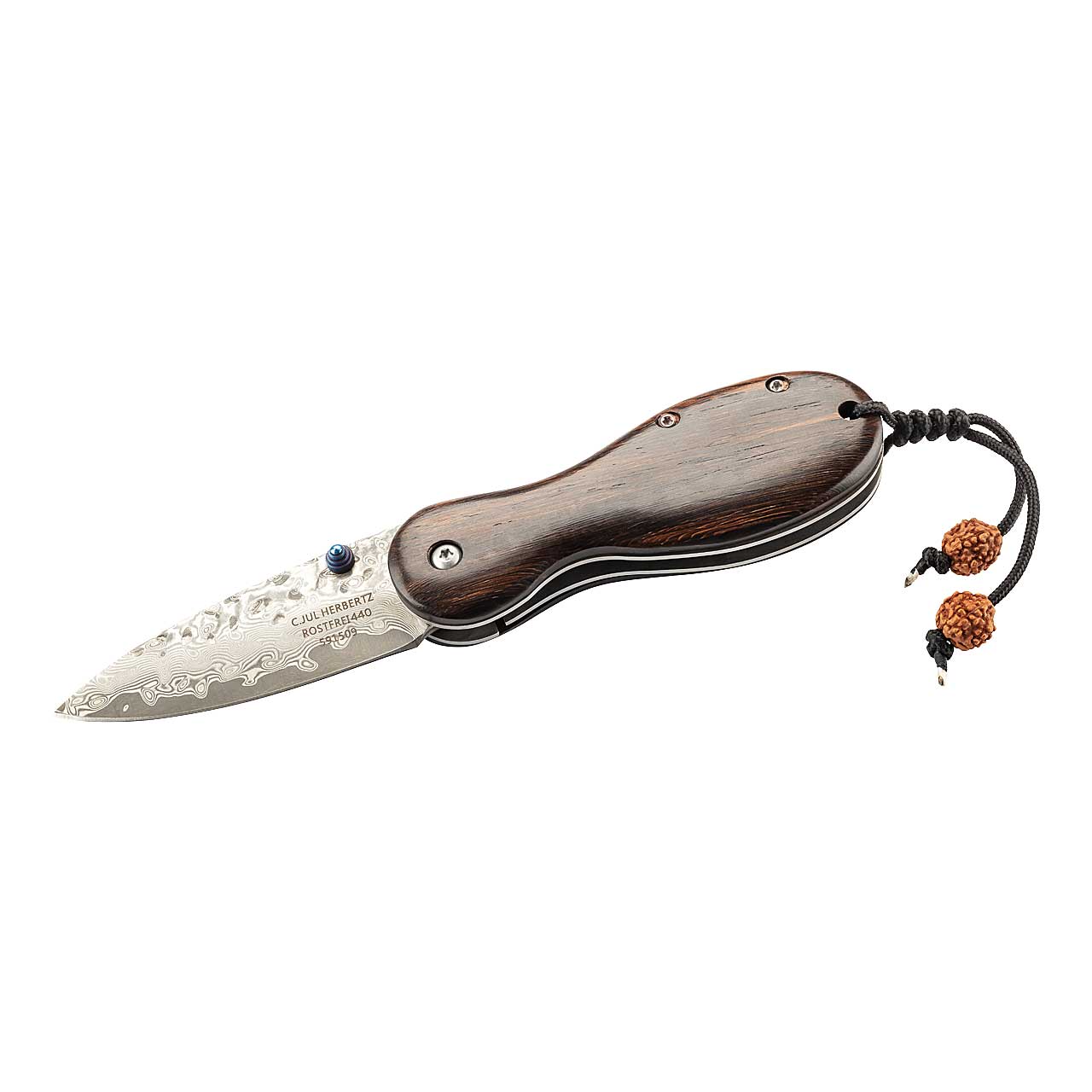 Herbertz Einhandmesser, Damast, Leder-Etui