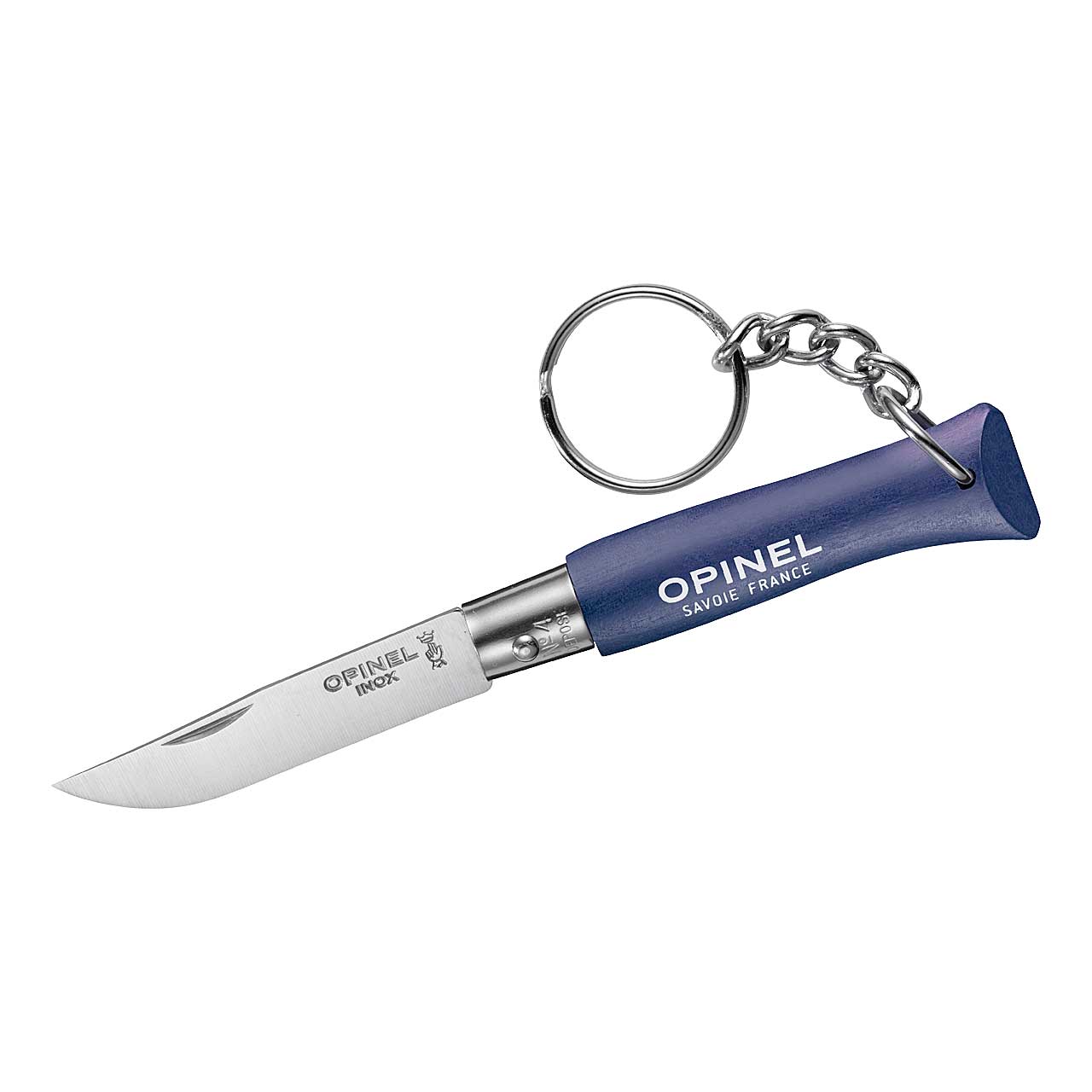 Opinel No 04 Mini-Messer mit Schlüsselanhänger, blau