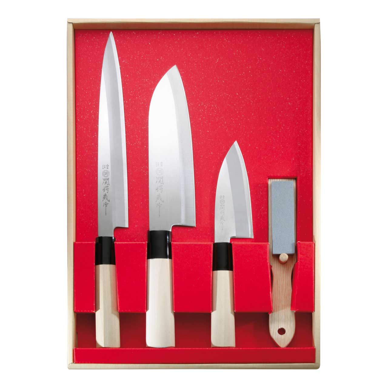 Herbertz Japanisches Kochmesser-Set, 3 Stück mit Stein