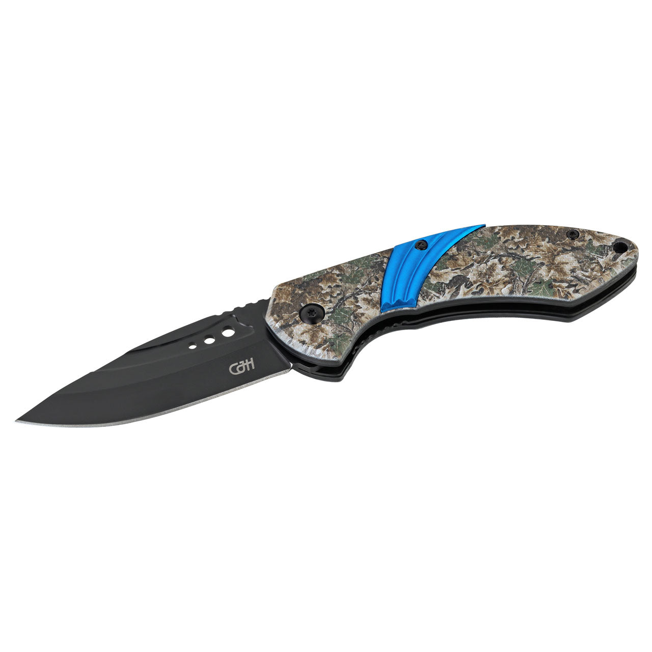 CJH Taschenmesser, camo/blau, Alu